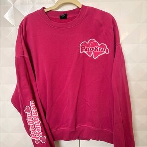 PacSun Pink Heart Logo Crewneck Sweater